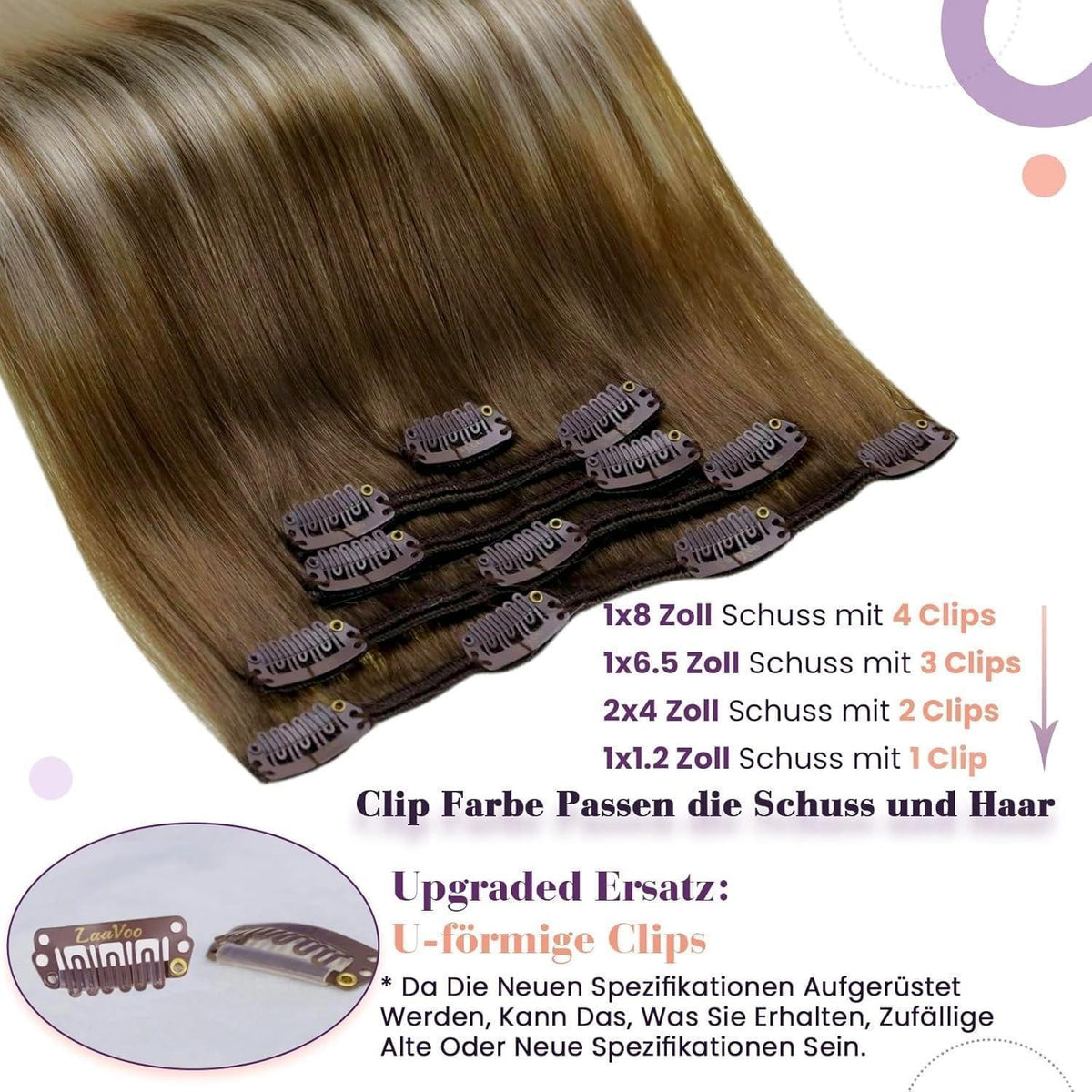 Echthaar Clip Extensions Braun Blond Ombre 45cm