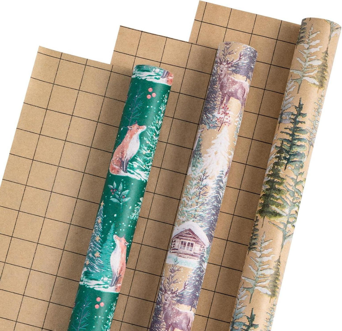 Weihnachts-Geschenkpapierrolle Kraftpapier Rentier Fuchs