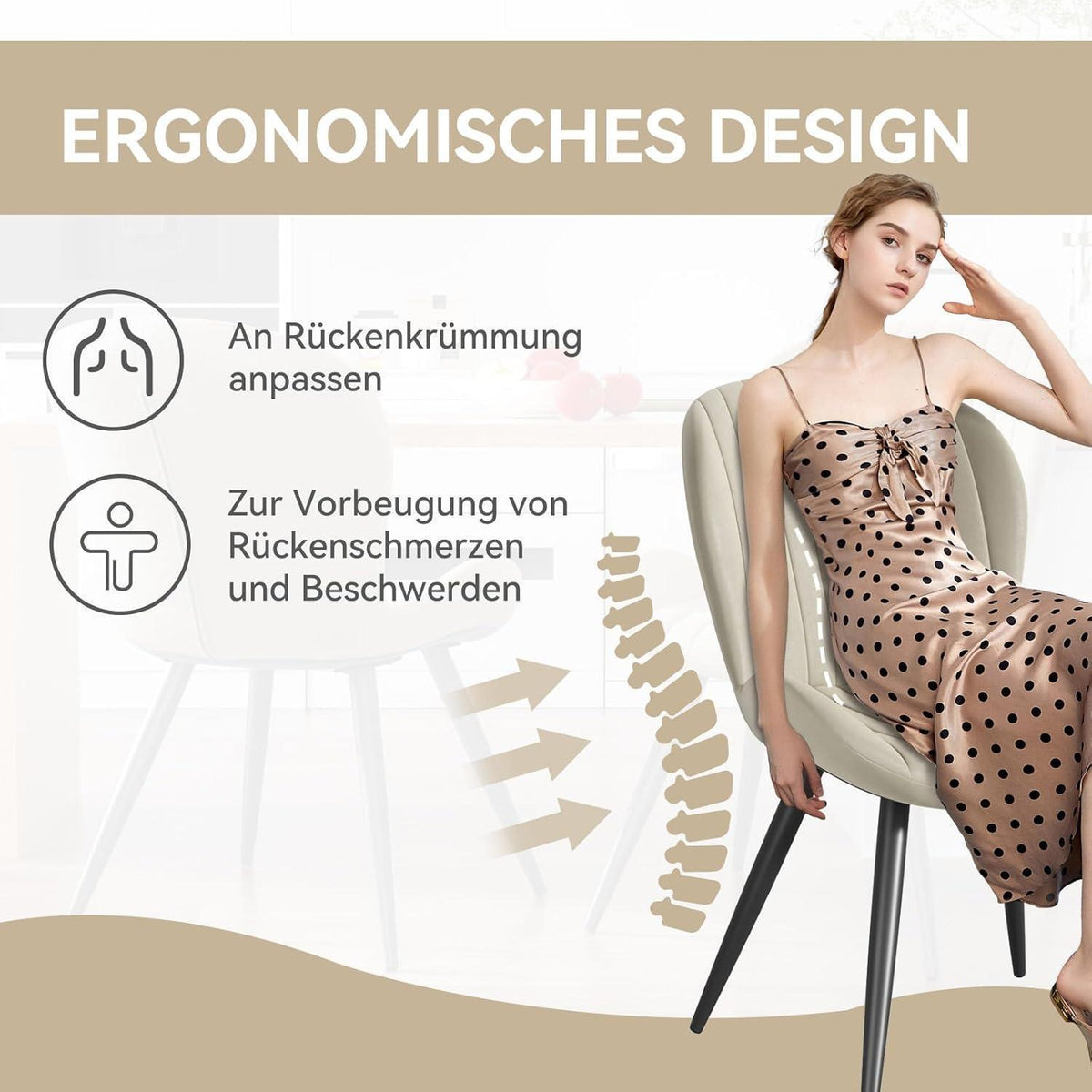 Esszimmerstühle 2er Set Beige – Ergonomisch & Robust