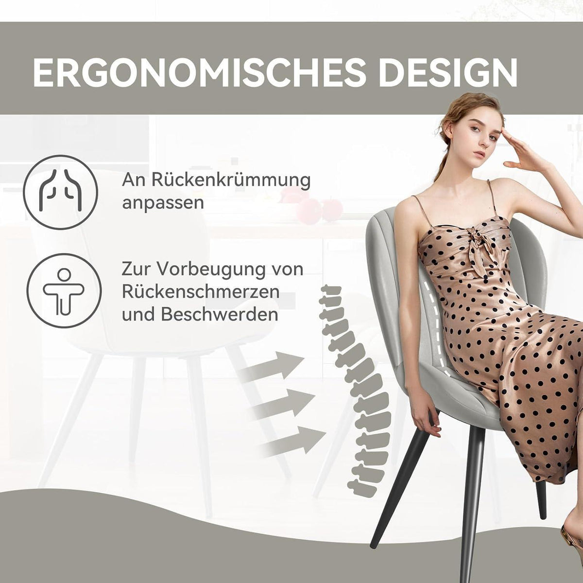 Esszimmerstühle 2er Set – Hellgrau, Ergonomisch & Robust
