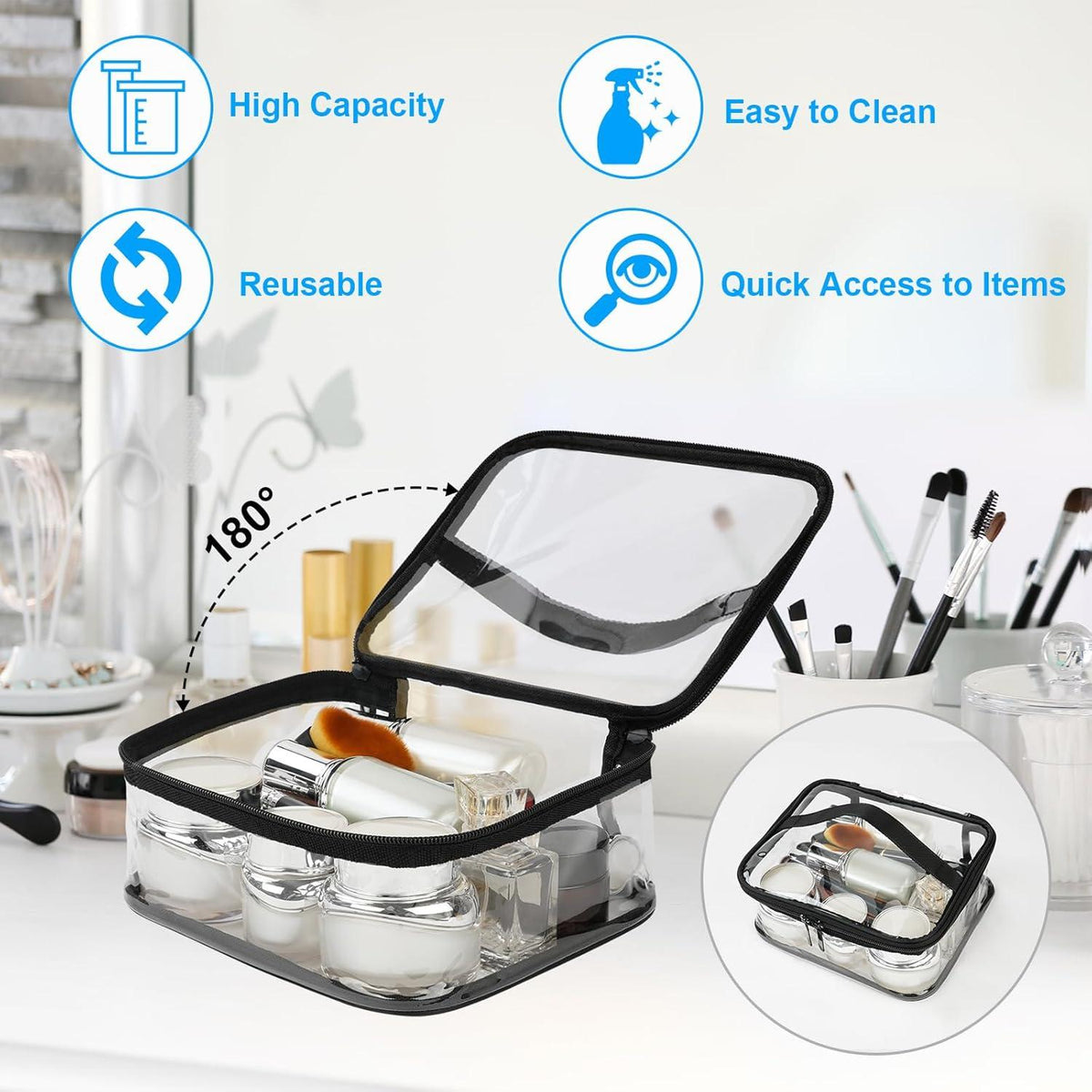 Aucuu Transparente Kulturtasche, 3er Set Reise-Kosmetiktaschen, TSA-Zulassung
