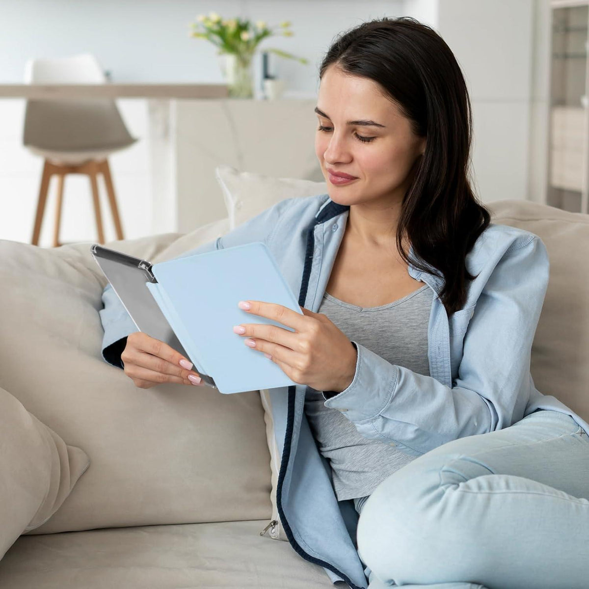 Kindle Paperwhite Hülle Völlig Neue Smart-Cover Auto-Sleep-Wake-Funktion Himmelblau