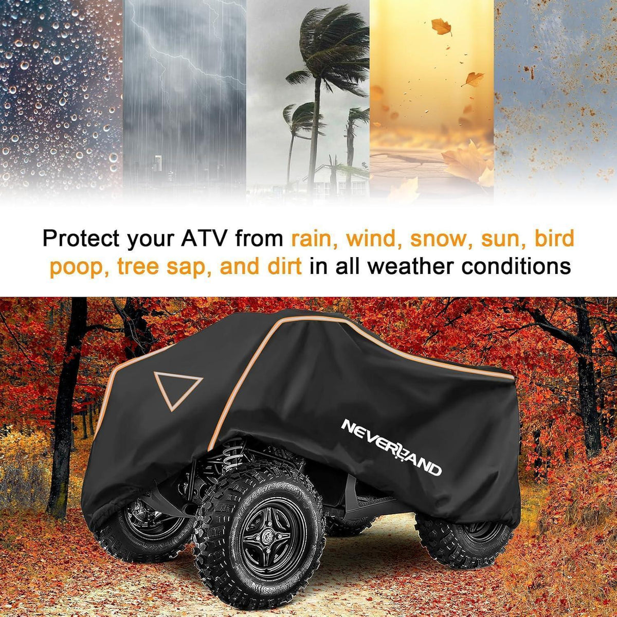 ATV Abdeckplane Wasserdicht XXXL 256x110x120cm Orange/Schwarz