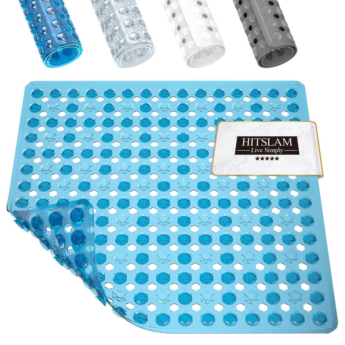 Rutschfeste Duschmatte blau 53x53cm – Saugnäpfe, Schimmelresistent