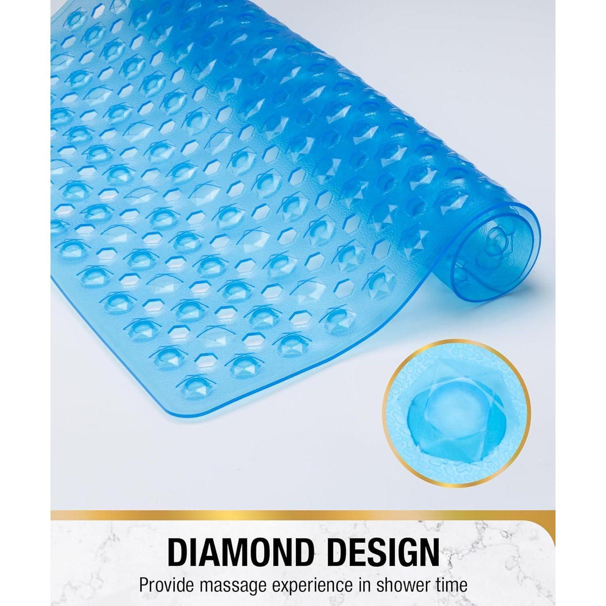 Rutschfeste Duschmatte blau 53x53cm – Saugnäpfe, Schimmelresistent