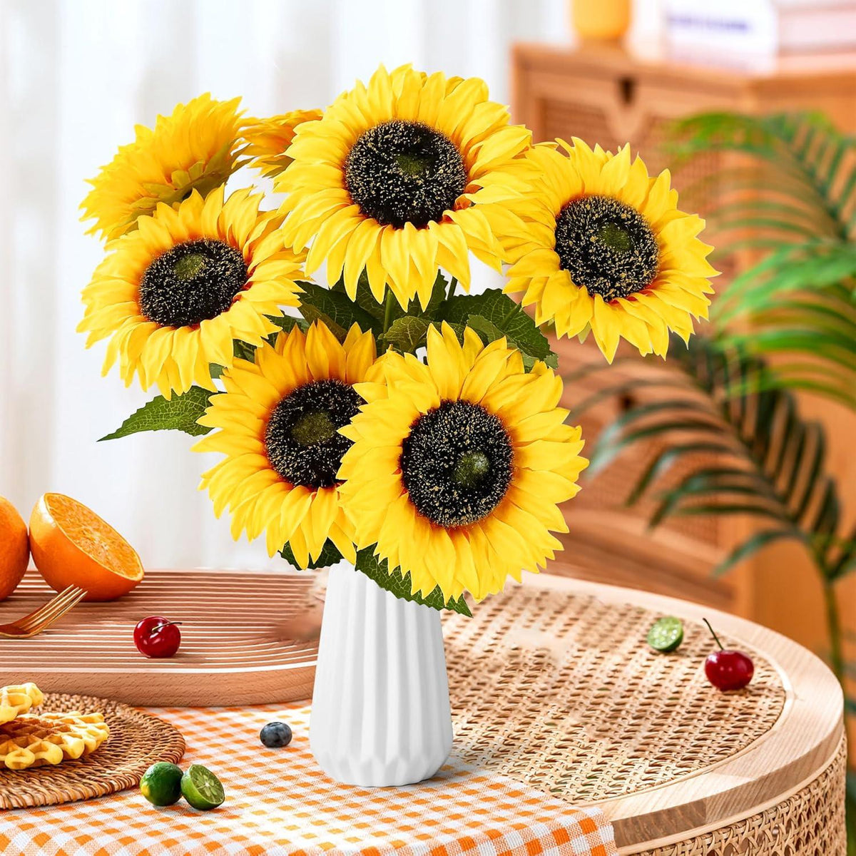 Künstliche Sonnenblumen 8er Set 40cm Gelb Deko Herbst Hochzeit