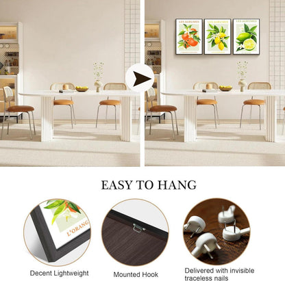 Moderne Zitrusfrüchte Wandbilder Schwarz 40x60cm 3er Set - Küche Wohnzimmer Büro