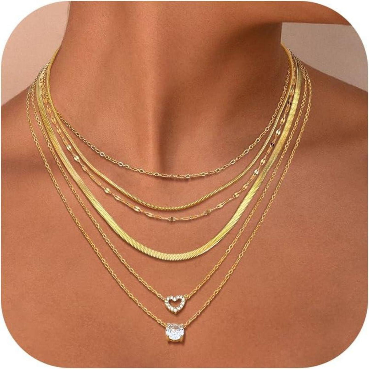 6er-Set 14K vergoldete Schlangenkette Damen Halskette Gold