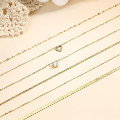 Layering Halskette Damen 6Pcs 14K Vergoldet Schlangenkette Gold Einstellbar