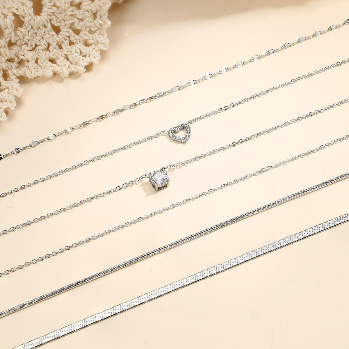 6er Set Damen Schlangenkette 14K Vergoldet Verstellbar Edelstahl Gold