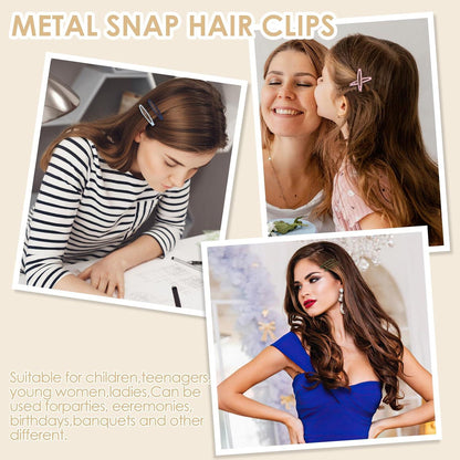 20er Set bunte Snap Haarspangen 6,2 cm für Mädchen Damen - Haarclips