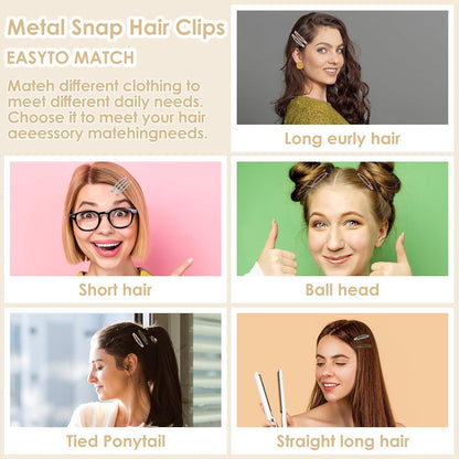 20 Stück Snap Haarspangen Metall Haarclips Mädchen Damen Haarklammern 10 Farben