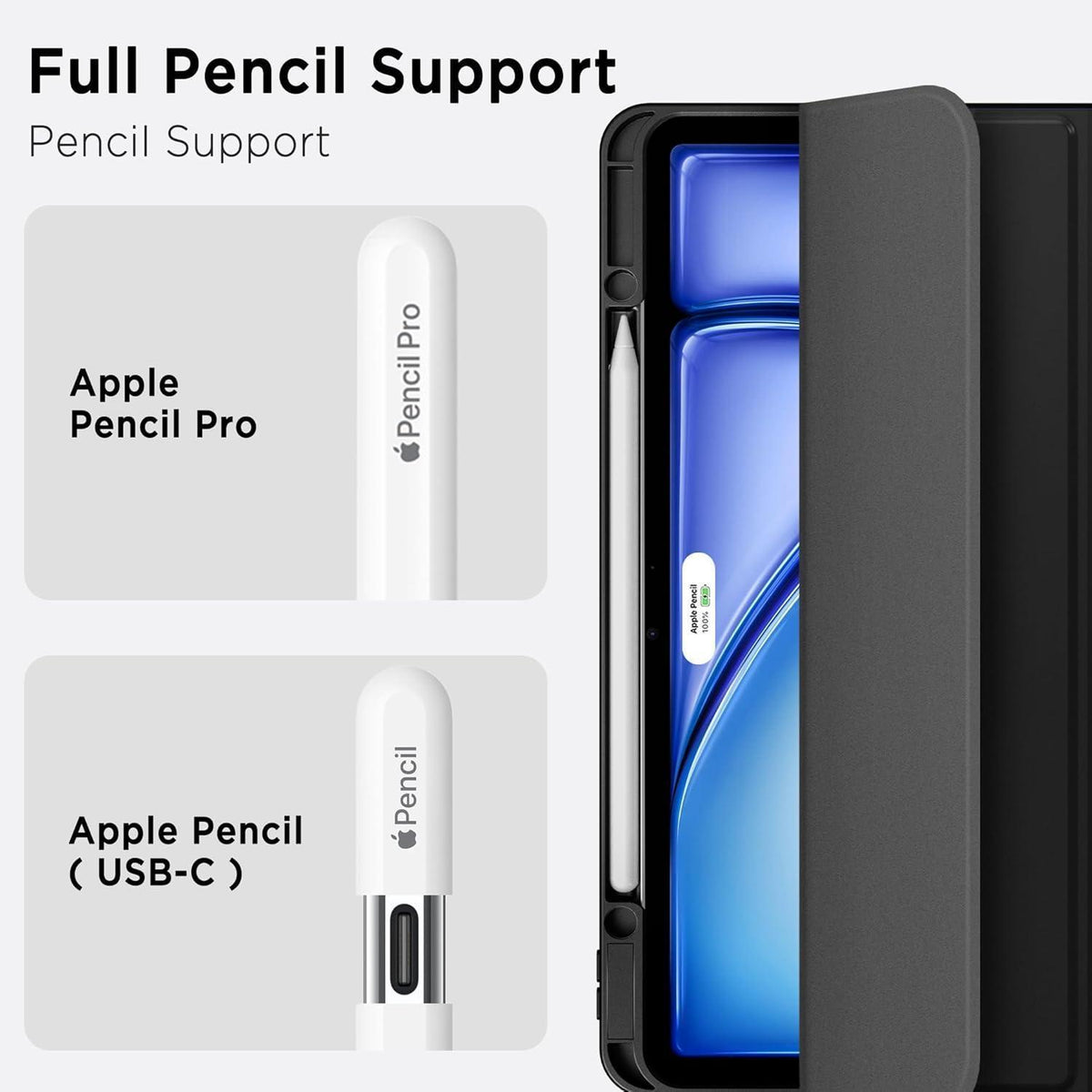 iPad Air 13 Zoll Hülle mit Stifthalter, Schwarz