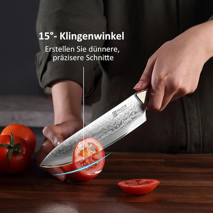 PAUDIN Damastmesser 20 cm Kochmesser Küchenmesser Ergonomischer Griff