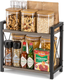 Holz Gewürzregal 2 Tier Küche Organizer Badezimmer Grau