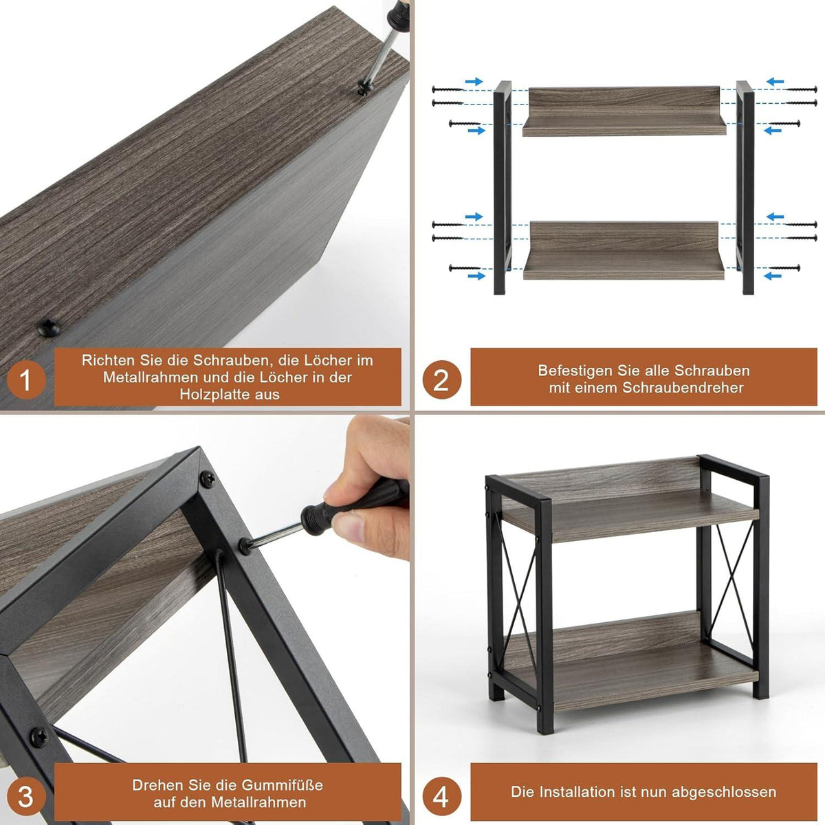 ANBOXIT Holz Gewürzregal 2-Tier Organizer Küchenregal Arbeitsplatte Ecke Grau