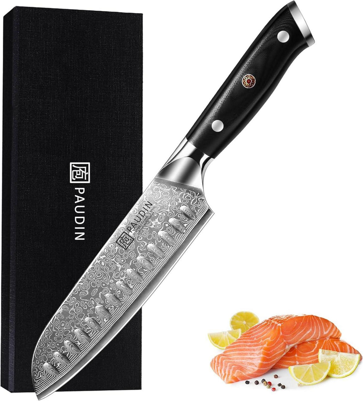 Santokumesser Damaststahl 17 cm Japanischer VG10-Kern