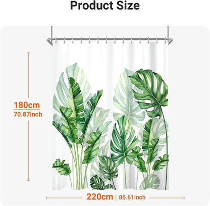 Duschvorhang Grün Blätter 220x180cm Saum Antischimmel Textil