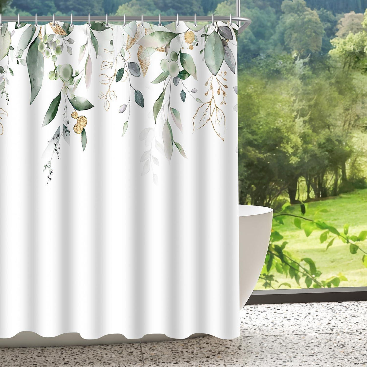 Duschvorhang Goldene Blätter 180x160cm Textil Wasserabweisend