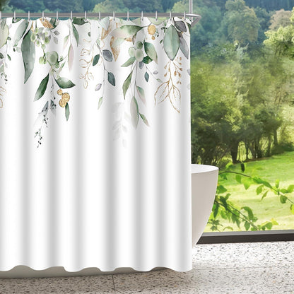 Duschvorhang Goldene Blätter 180x160cm Textil Wasserabweisend