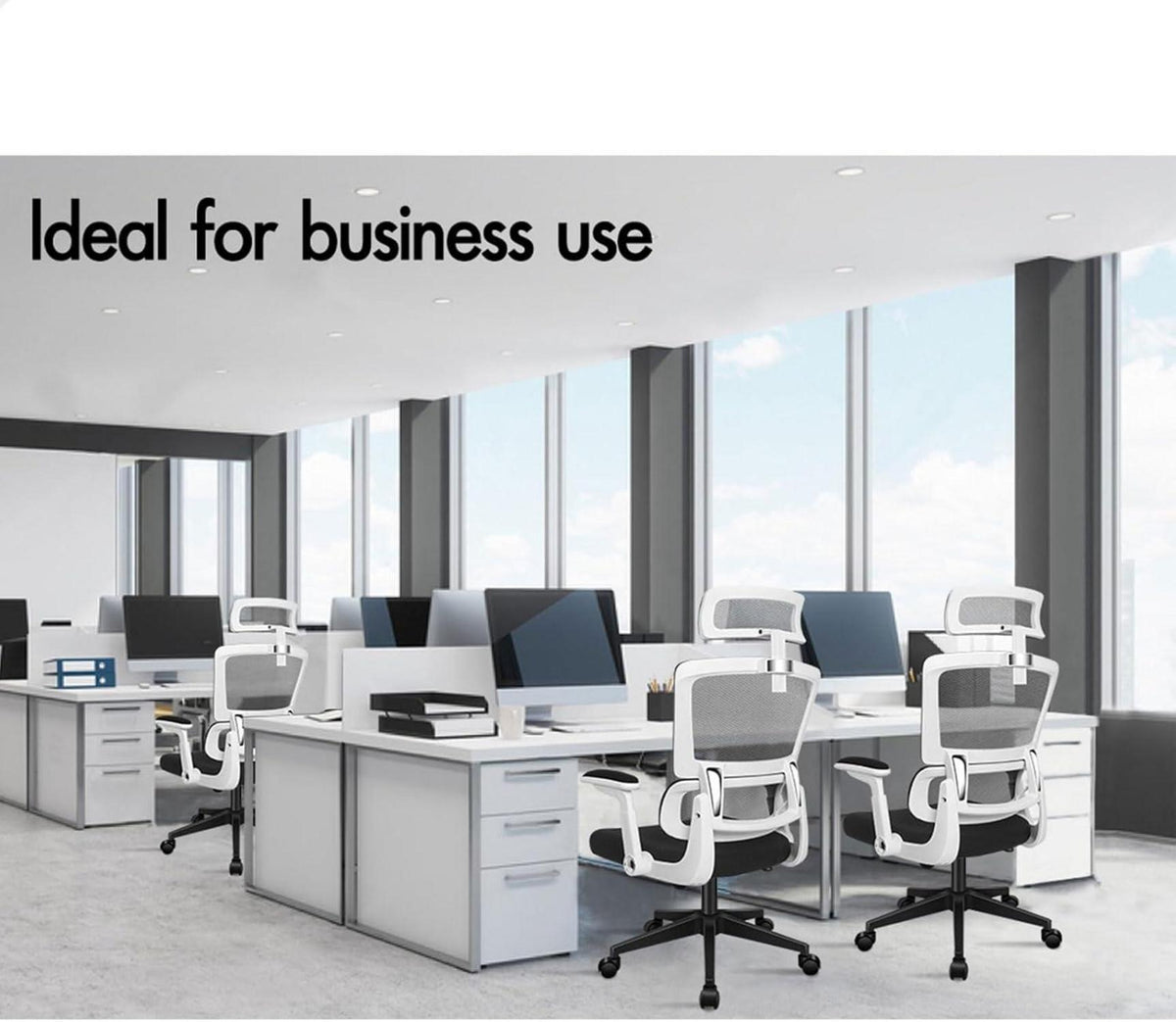 Ergonomischer Bürostuhl mit Lordosenstütze und Kopfstütze