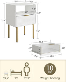 Nachttisch, Nachtschrank mit offener Ablage und