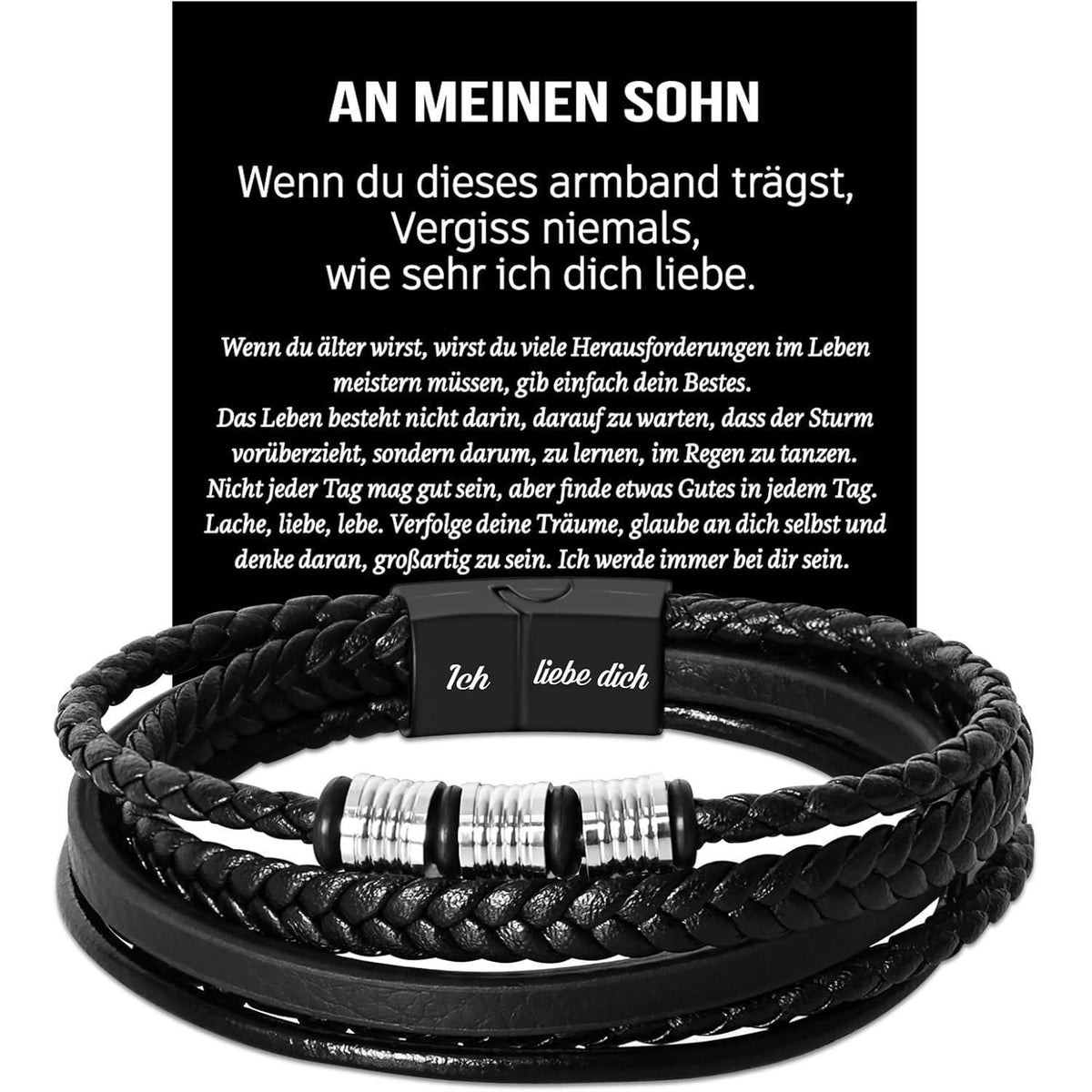 Armband "Ich Liebe Dich" - Geschenk für Sohn, Papa, Mann in Lederoptik