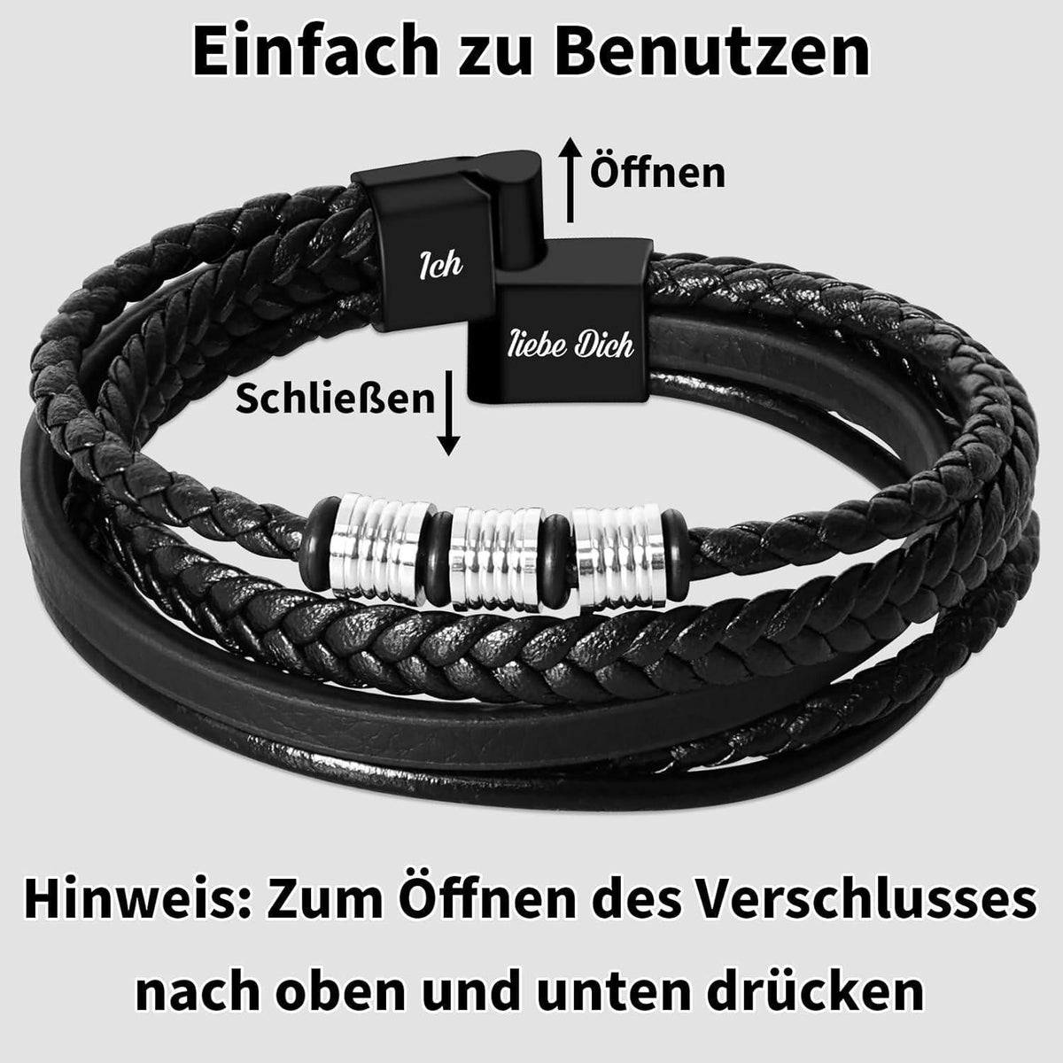 Armband "Ich Liebe Dich" - Geschenk für Männer in Lederoptik