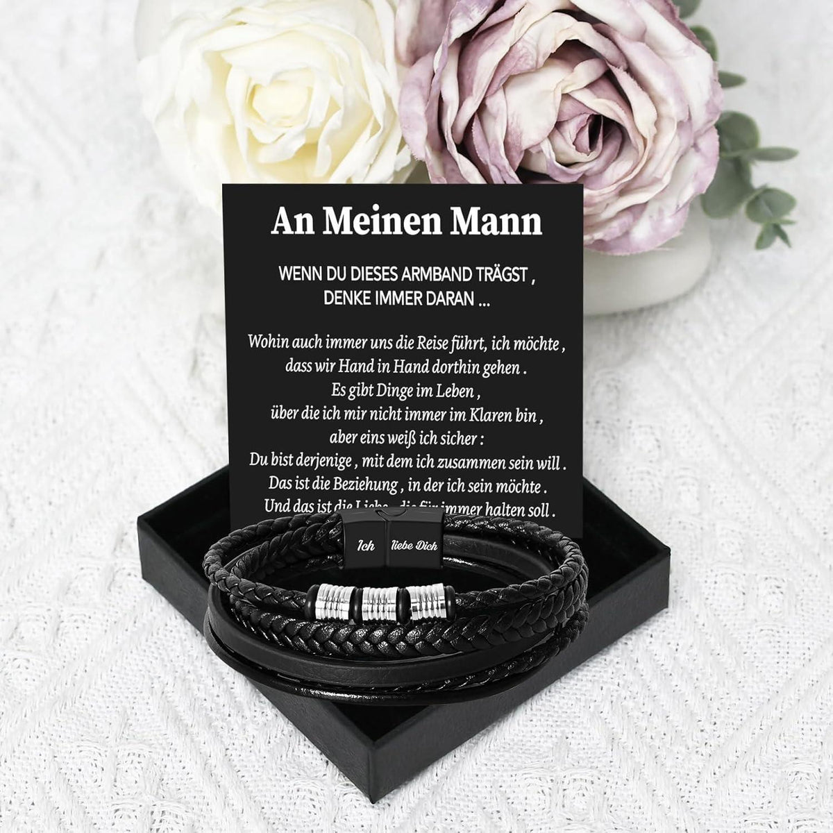 Armband "Ich Liebe Dich" - Geschenk für Männer in Lederoptik