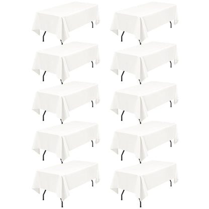 10x Elfenbeinfarbene Tischdecken 153x260cm – Rechteckig & Waschbar