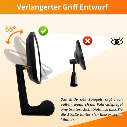 Fahrradspiegel 360° verstellbar – Klarer Echtglas-Rückspiegel