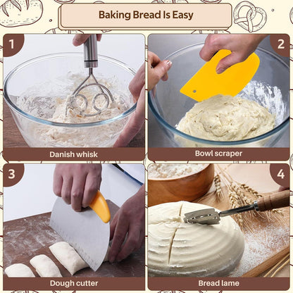 Professionelles 23cm Brotbackset mit Sauerteigstarter & Zubehör