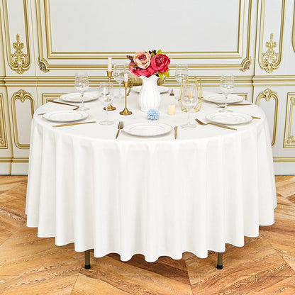 10x Runde Tischdecke Elfenbein 228cm – Waschbar & Wiederverwendbar