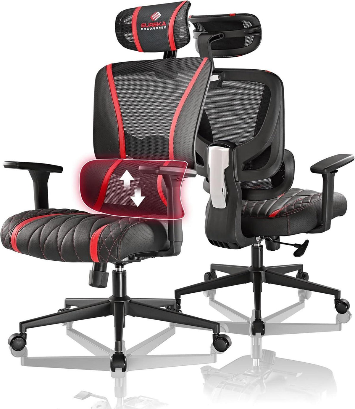 Ergonomischer Gaming Stuhl mit Lordosenstütze und Kopfstütze
