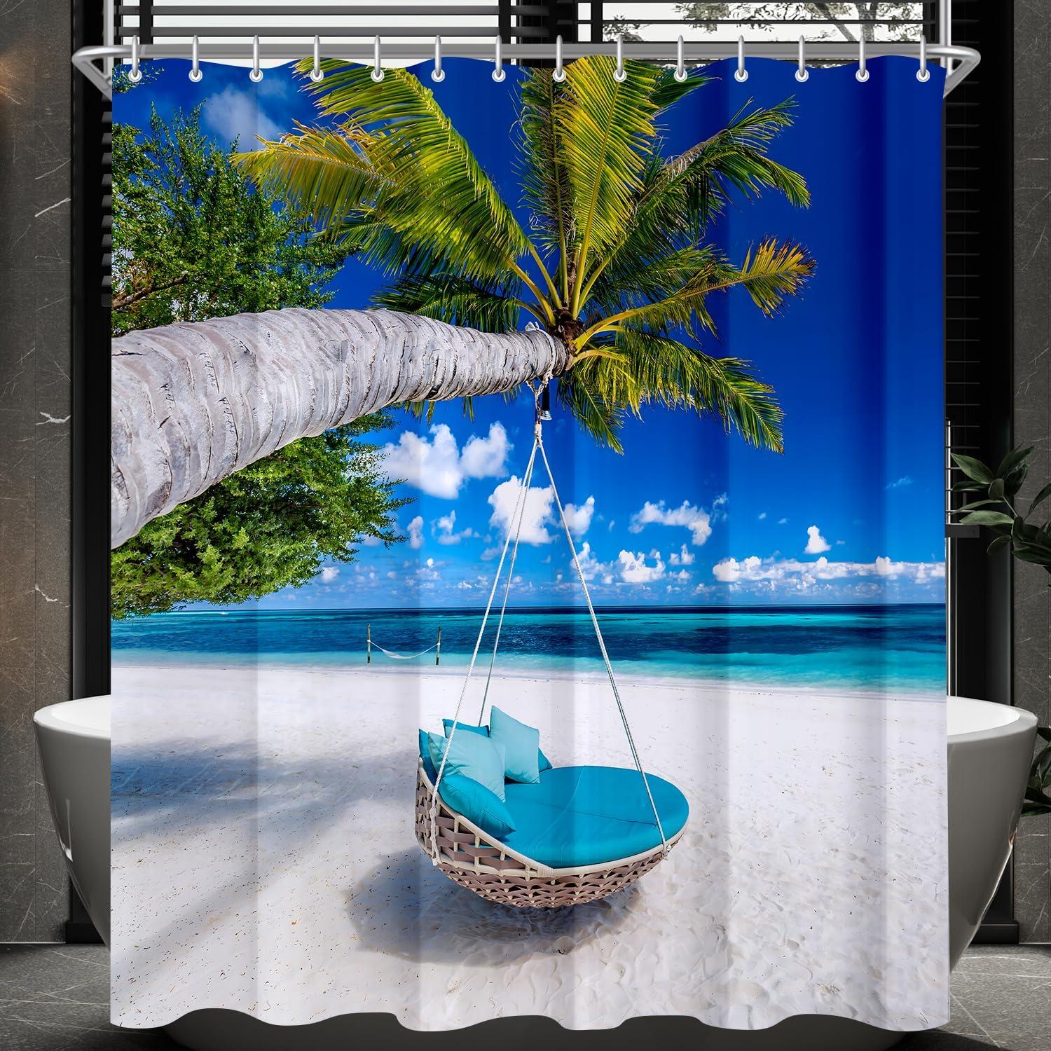 Duschvorhang Strandmuster Antischimmel beschwert 240x200cm