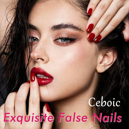 Ceboic 24er Set Eckige Fake Nägel Lavendel Lila Ballerina French Tip