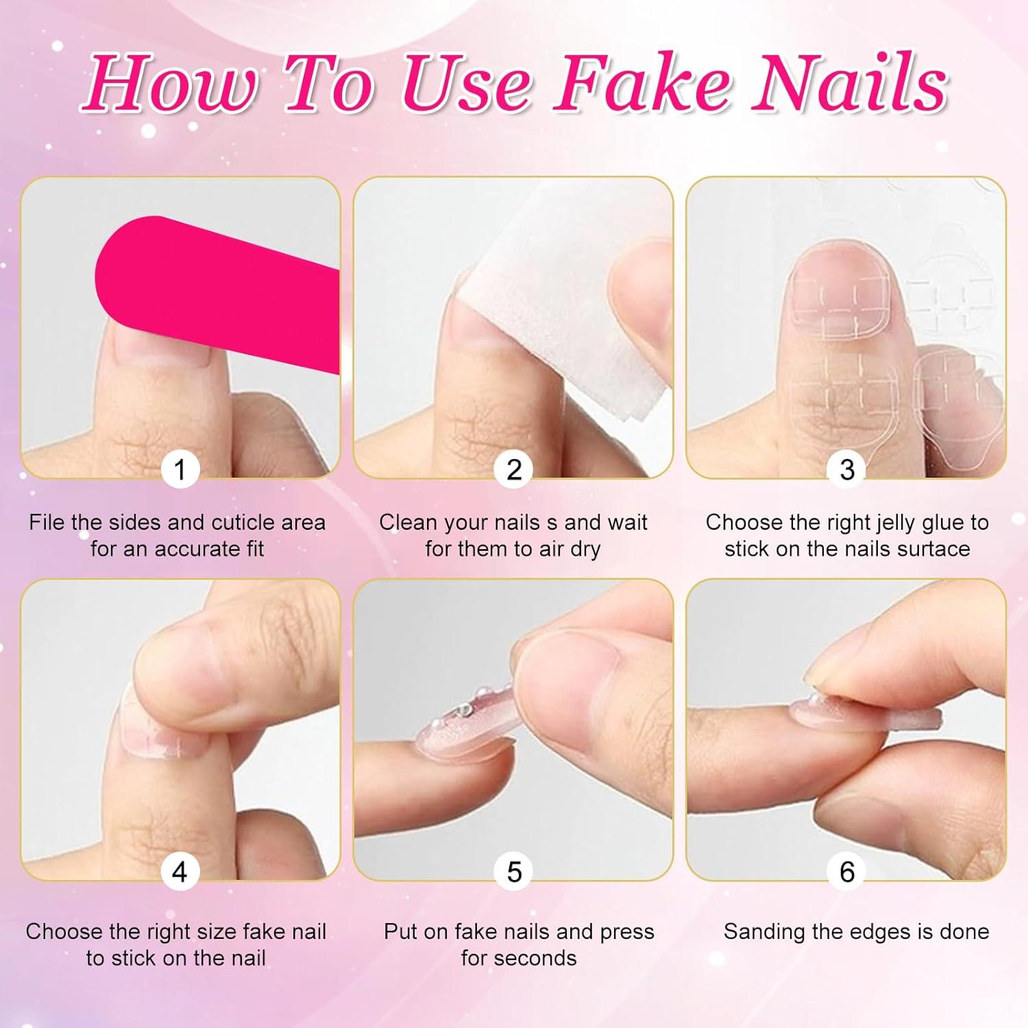 24er Set Press on Nägel Kurz, Einfarbig Eckig, Künstliche Nägel Grau Rosa