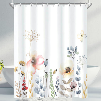 Lerores Blumen Duschvorhang Antischimmel Wasserabweisend 180x160cm
