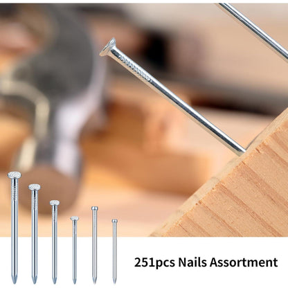 251tlg. Nagel-Sortiment Silber für Bilder und Holzbearbeitung