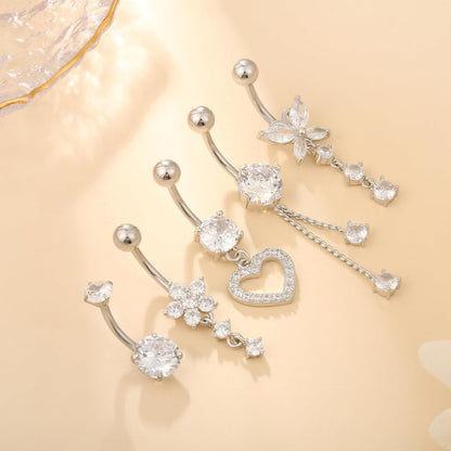 Bauchnabelpiercing Set 5 Stück Chirurgenstahl 10mm Silber Gold mit Strass
