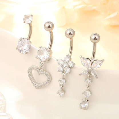 Bauchnabelpiercing Set 5 Stück Chirurgenstahl 10mm Silber Gold mit Strass