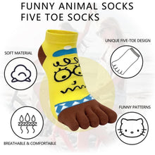 Damen Zehensocken Baumwolle – Tier & Obst Muster 5er Pack (35-40)