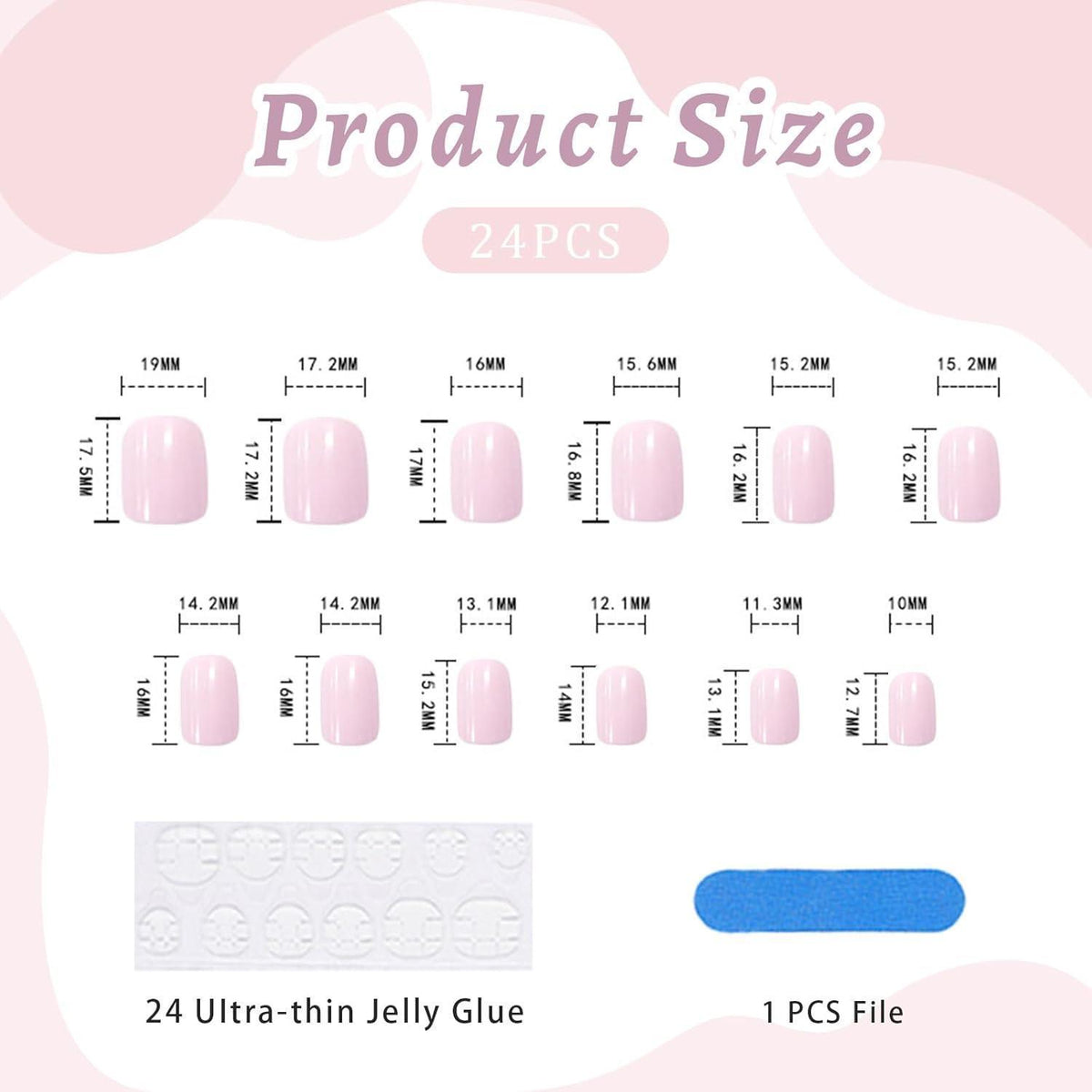 Weiße French Tip Press On Nails - 24 Stück, Kurz & Quadratisch
