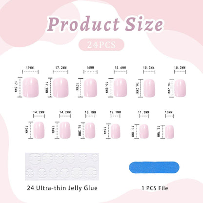 Weiße French Tip Press On Nails - 24 Stück, Kurz & Quadratisch