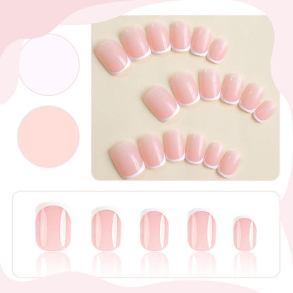 Weiße French Tip Press On Nails - 24 Stück, Kurz & Quadratisch