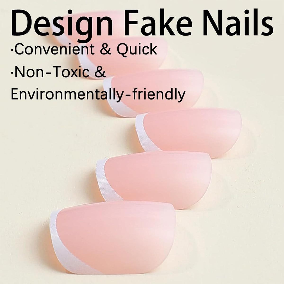 Weiße French Tip Press On Nails - 24 Stück, Kurz & Quadratisch