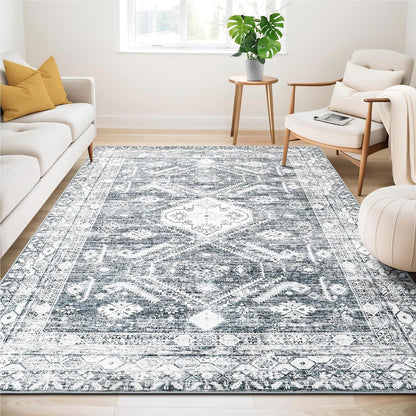 Hochwertiger Vintage-Teppich 160x230cm Grau rutschfest waschbar