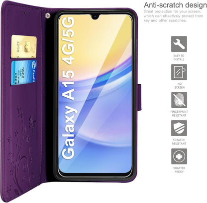 Lederhülle Samsung Galaxy A15 5G Schutzhülle Flip Wallet Dunkel