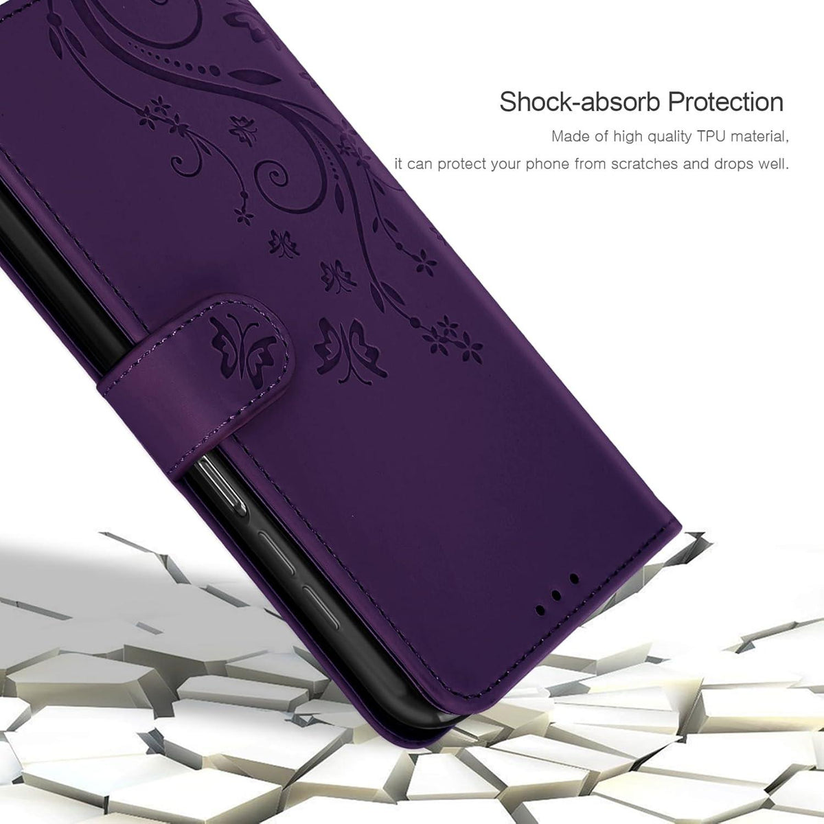 Hülle Samsung Galaxy A15 5G Flip Wallet Schutzhülle Dunkel Violett