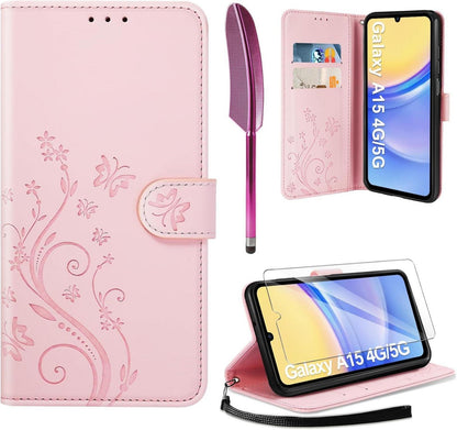 Lederhülle Samsung Galaxy A15 5G/4G Wallet Schutzhülle 360 Grad